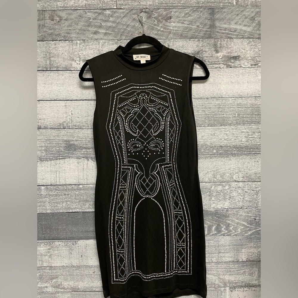 Say what ny sleeveless dress large new with tags  black rhinestone